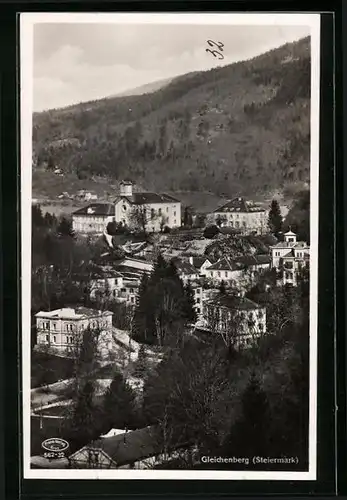 AK Gleichenberg, Ortsansicht vor Berghang