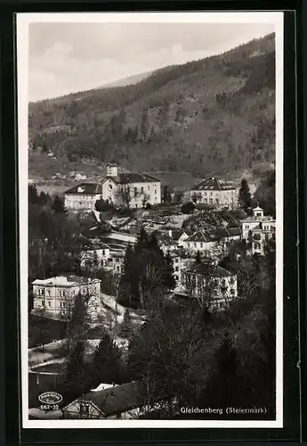 AK Gleichenberg, Ortsansicht an einem wolkigen Tag