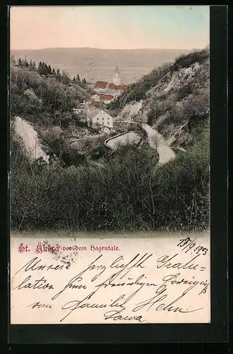 AK St. Andrä, Ort mit Kirche im Grünen