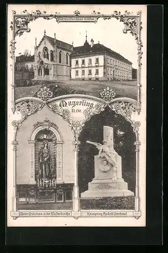 AK Mayerling, Karmeliterinnenkloster, Kronprinz Rudolf-Denkmal