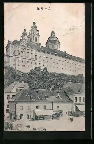 AK Melk /D., Ortspartie mit Schloss