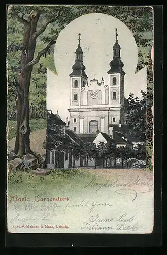AK Maria Lanzendorf, Kirche mit Türmen