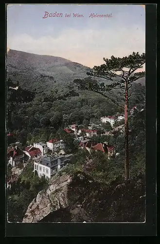 AK Baden /Wien, Ort und Umgebung aus der Vogelschau