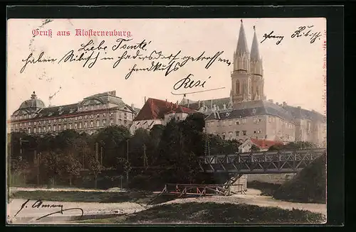 AK Klosterneuburg, Ortsansicht mit Kirche