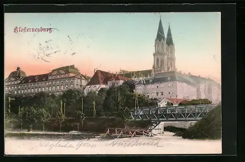 AK Klosterneuburg, Teilansicht mit Kirche