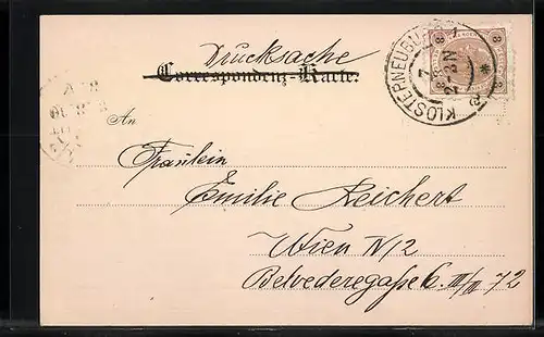 AK Klosterneuburg, Ortsansicht mit Kirche und Donau