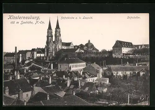 AK Klosterneuburg, Ortsansicht mit Stiftskirche