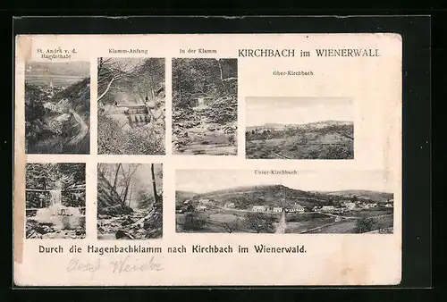 AK Kirchbach, Verschiedene Ansichten der Hagenbachklamm