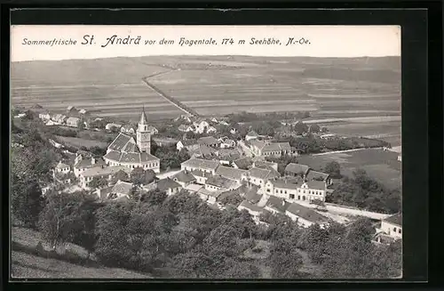 AK St. Andrä, Gesamtansicht mit Kirche und Feldern