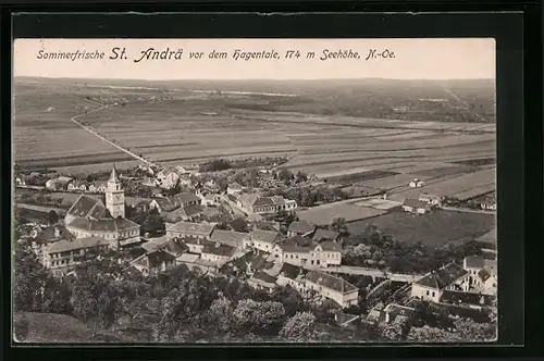 AK St. Andrä, Ortsansicht mit Feldern und Kirche