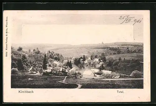 AK Kirchbach, Totalansicht mit Hügeln