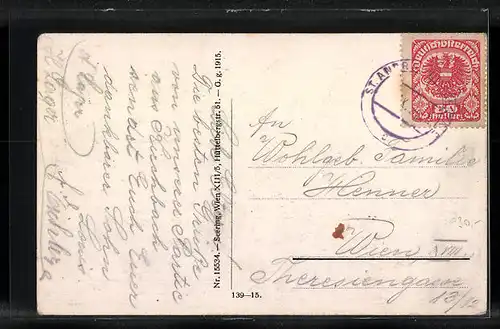 AK Unter-Kirchbach, Ortspartie mit Bäumen