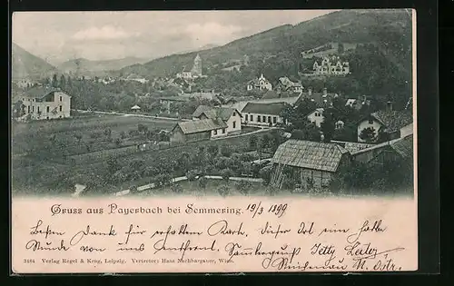 AK Payerbach b. Semmering, Ortsansicht mit Kirche