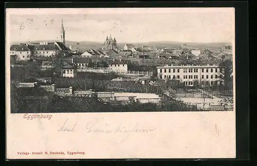 AK Eggenburg, Blick über den Ort mit Kirche