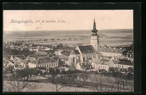 AK Königstetten, Ort mit Kirche aus der Vogelschau