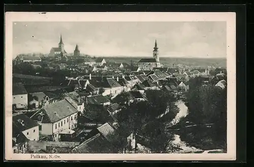 AK Pulkau, Ort mit Kirche aus der Vogelschau