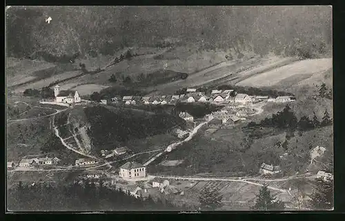 AK Waidmannsfeld, Ortspartie aus der Vogelschau