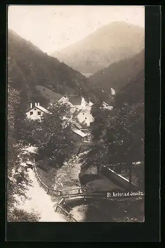 AK St. Anton /Jesnitz, Ortspartie mit Brücke