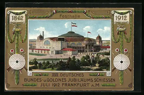 AK Frankfurt, Bundes- und Goldenes Jubiläums Schiessen 1912 - Festhalle, Schiessscheiben