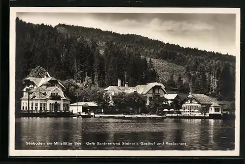 AK Seeboden /Millstätter See, Café Santner und Steiner`s Gasthof