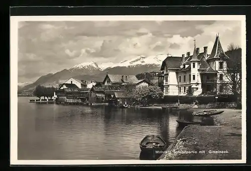 AK Millstatt, Strandpartie mit Gmeineck