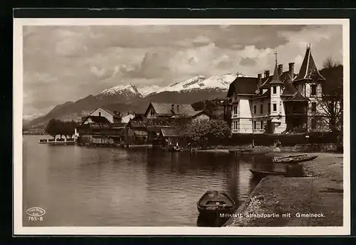 AK Millstatt, Strandpartie mit Gmeineck