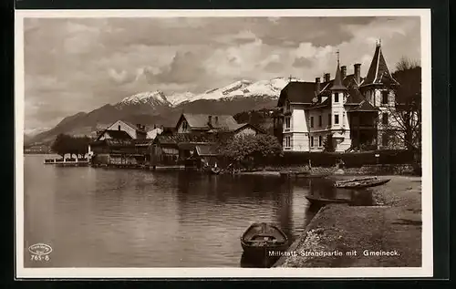 AK Millstatt, Strandpartie mit Gmeineck
