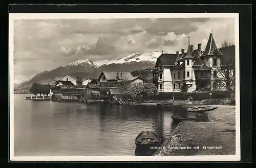 AK Millstatt, Strandpartie mit Gmeineck