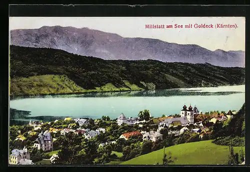AK Millstatt am See, Ortsansicht mit Goldeck