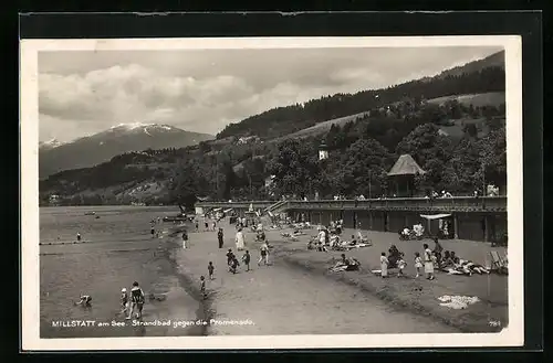 AK Millstatt am See, Strandbad gegen die Promenade