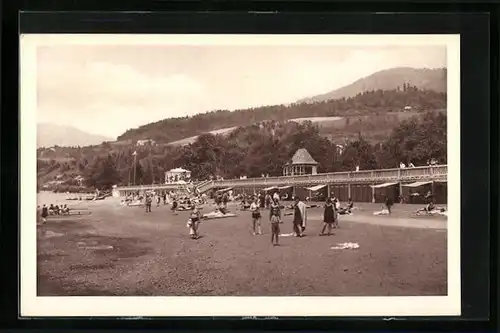 AK Millstatt am See, Strandbad vom Strand aus gesehen