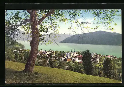 AK Millstatt am See, Ortsansicht vom Hang aus