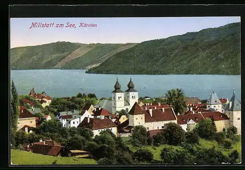 AK Millstatt am See, Teilansicht aus der Vogelschau