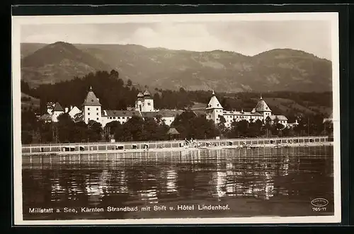 AK Millstatt am See, Strandbad und Hotel Lindenhof