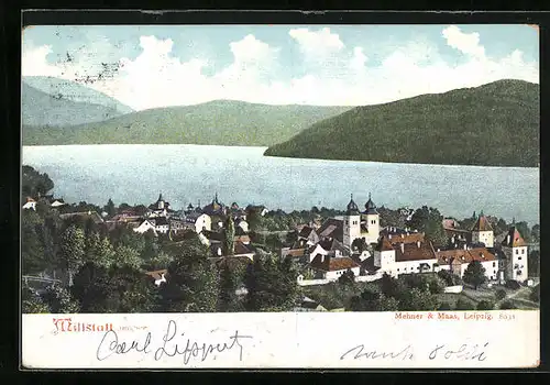 AK Millstatt, Totalansicht mit See und Bergen