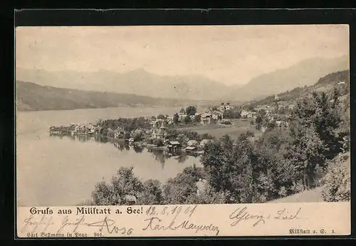 AK Millstatt am See, Ortsansicht aus der Vogelschau