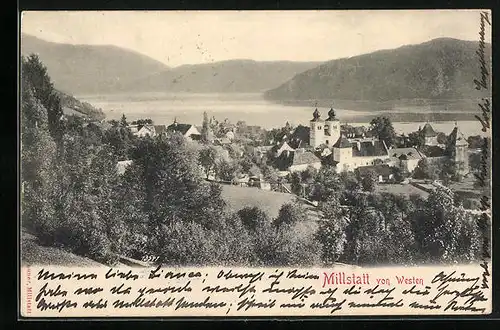 AK Millstatt am See, Ortsansicht von Westen