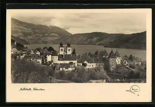 AK Millstatt am See, Panorama mit See und Bergen