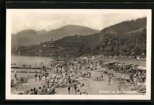 AK Millstatt am See, Strandbad mit Sprungturm