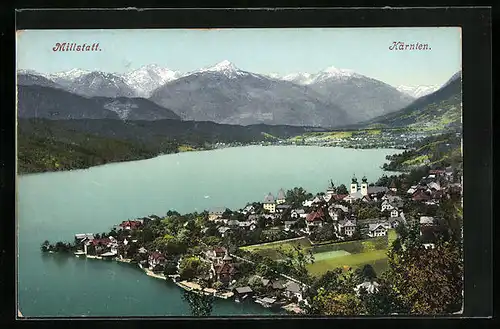 AK Millstatt am See, Ortsansicht mit Alpen