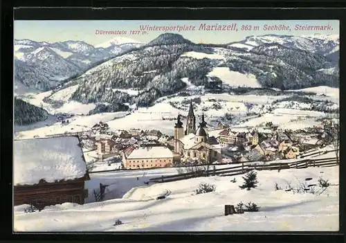 AK Mariazell, Ort im Winter