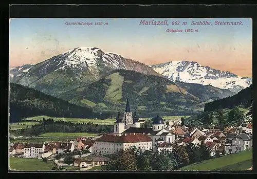 AK Mariazell, Ort mit Oetscher, Gemeindealpe