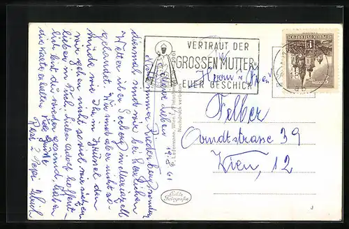 AK Mariazell, Ort aus der Vogelschau