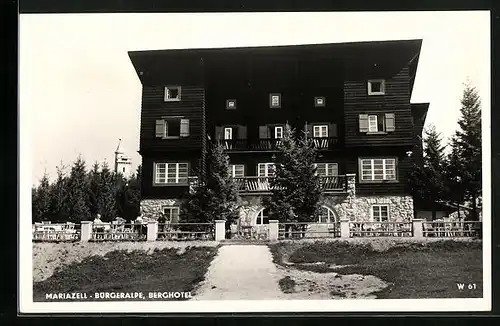 AK Mariazell, Berhhotel Bürgeralpe mit Sonnenterrasse