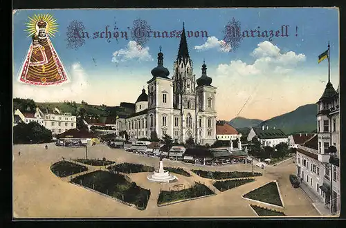 AK Mariazell, Markt vor der Gnadenkirche