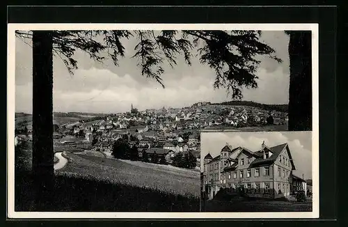 AK St. Georgen /Schwarzwald, Ortsansicht mit Gasthof Deutsches Haus