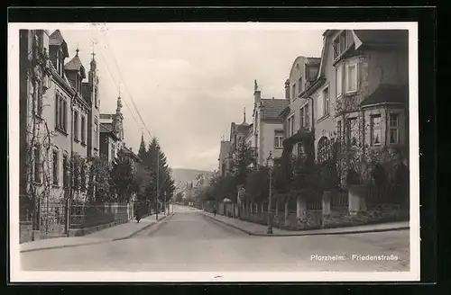 AK Pforzheim, Friedenstrasse mit herrschaftlichen Häusern