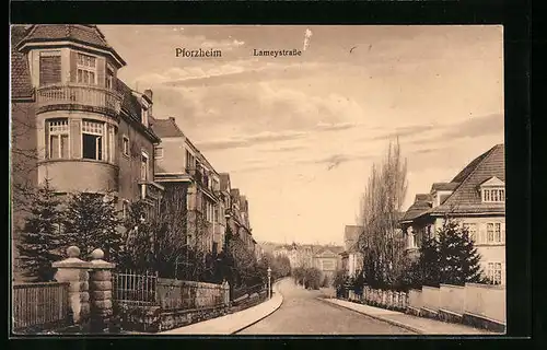 AK Pforzheim, Lameystrasse mit herrschaftlichen Häusern