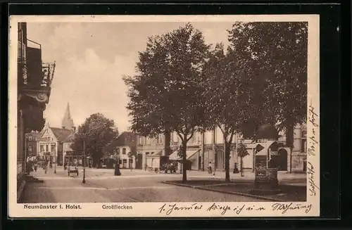 AK Neumünster i. Holst., Grossflecken mit Litfasssäule