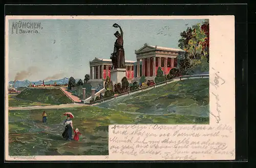 Künstler-AK München, Bavaria-Statue